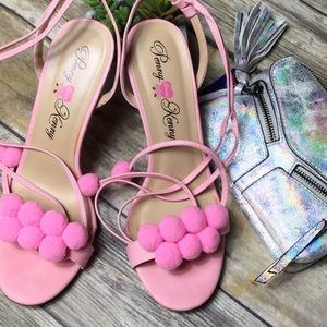 Penny Loves Kenny Pink Pom-Pom Strappy Sandals